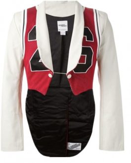 Adidas by Jeremy Scott Leather Basketball Tuxedo Jersey Jacket